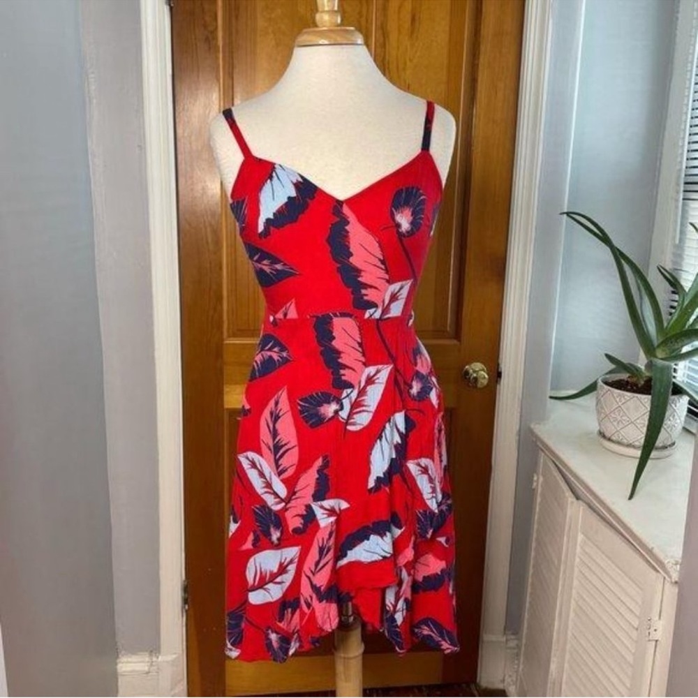 Gauzy Palm Print Wrap Dress